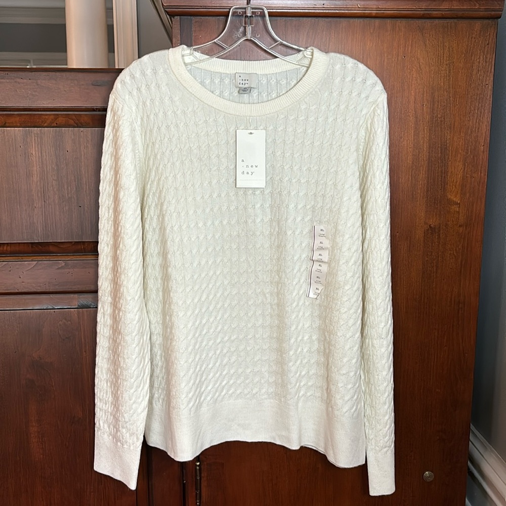 A New Day Cashmere Like Cable Knit Crewneck Sweater
